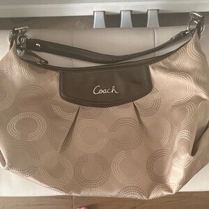 Coach Tan and Brown Shoulder Bag